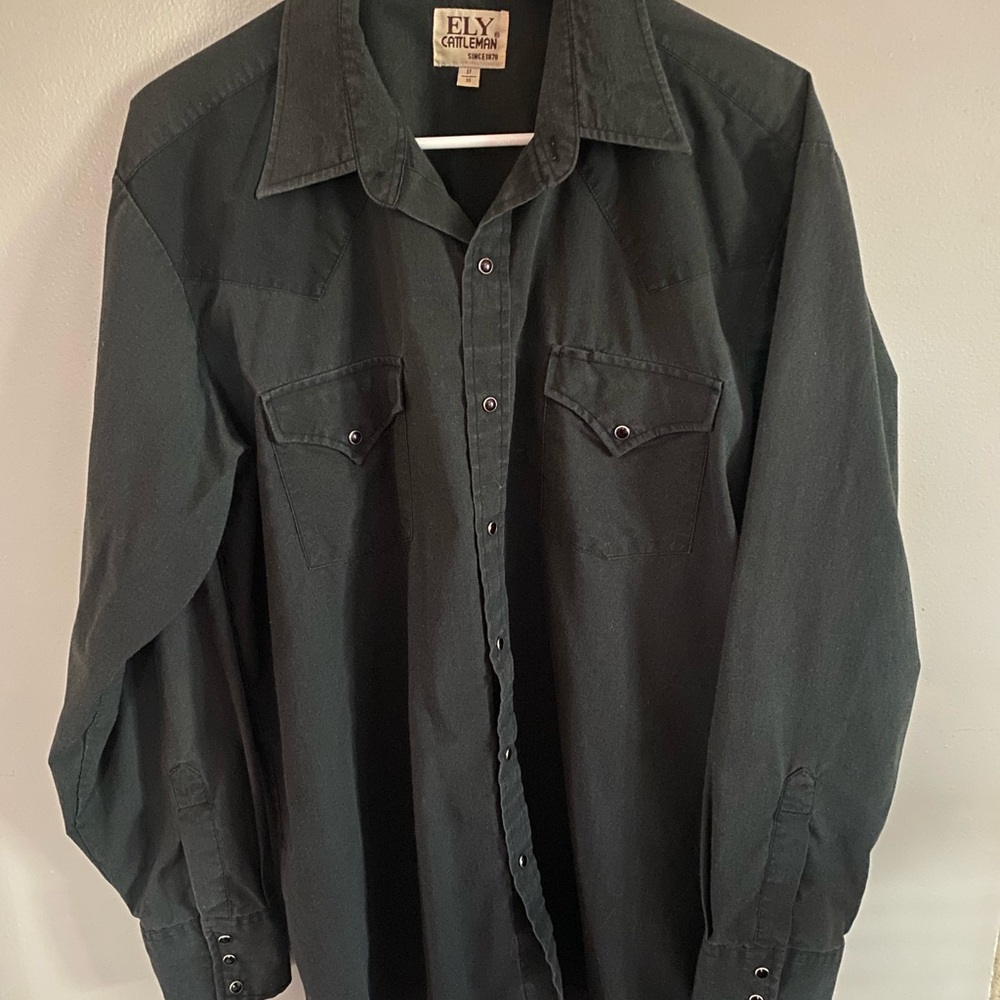 Ely Cattleman‎ Black Casual Button Down Shirt